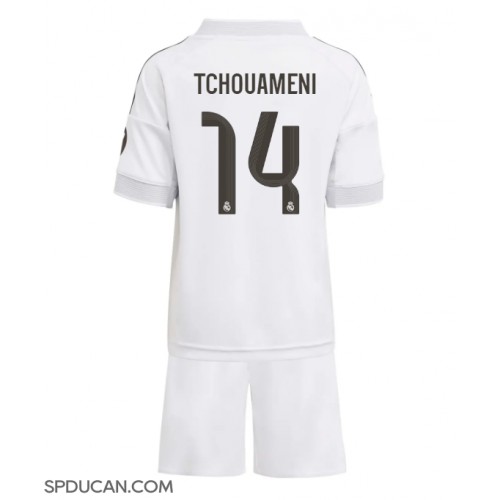 Dječji Nogometni Dres Real Madrid Aurelien Tchouameni #14 Domaci 2025-26 Kratak Rukav (+ Kratke hlače)